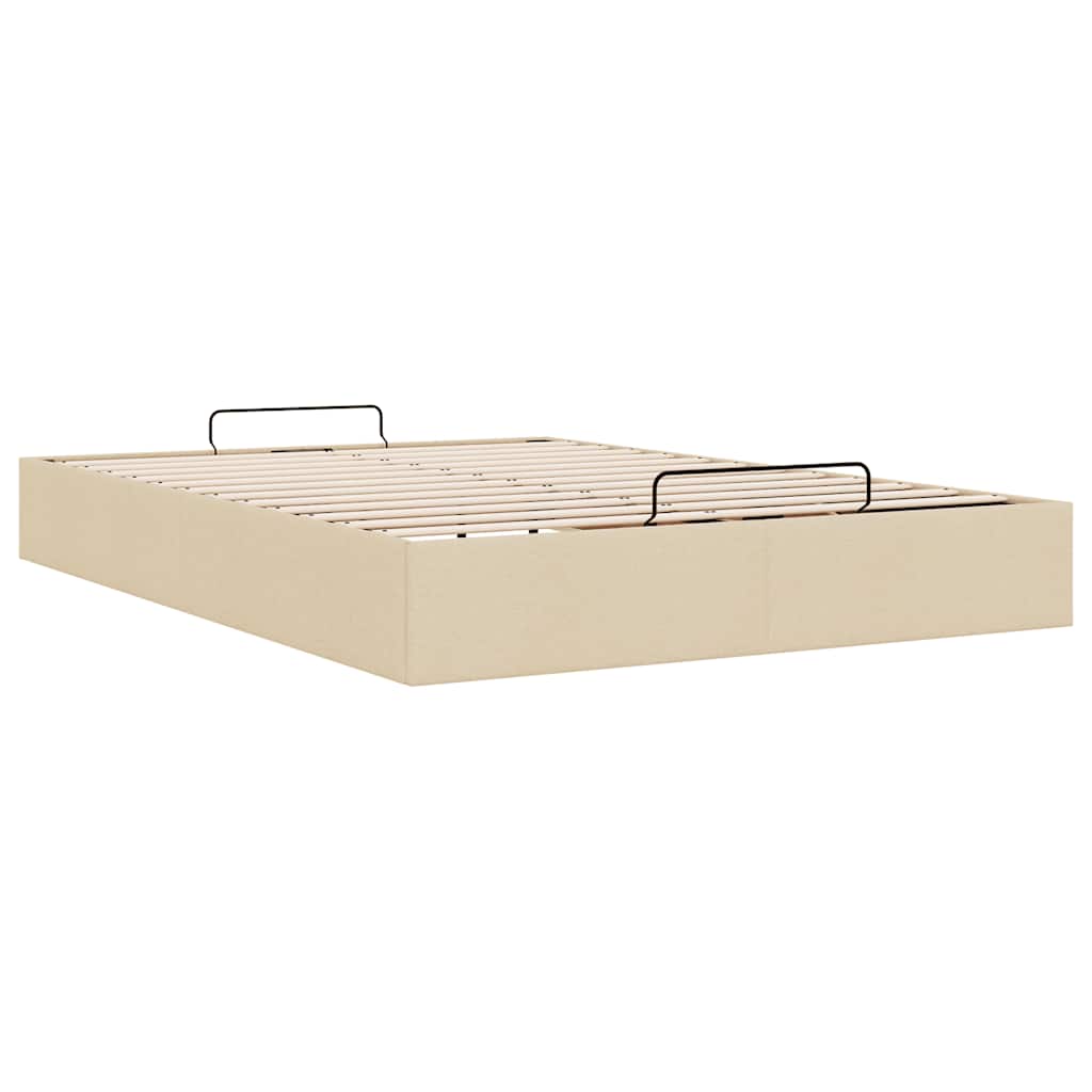 Otomanski okvir kreveta bez madraca krem 140x190 cm od tkanine