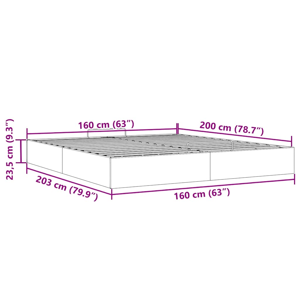 Otomanski okvir kreveta bez madraca crni 160x200 cm od tkanine