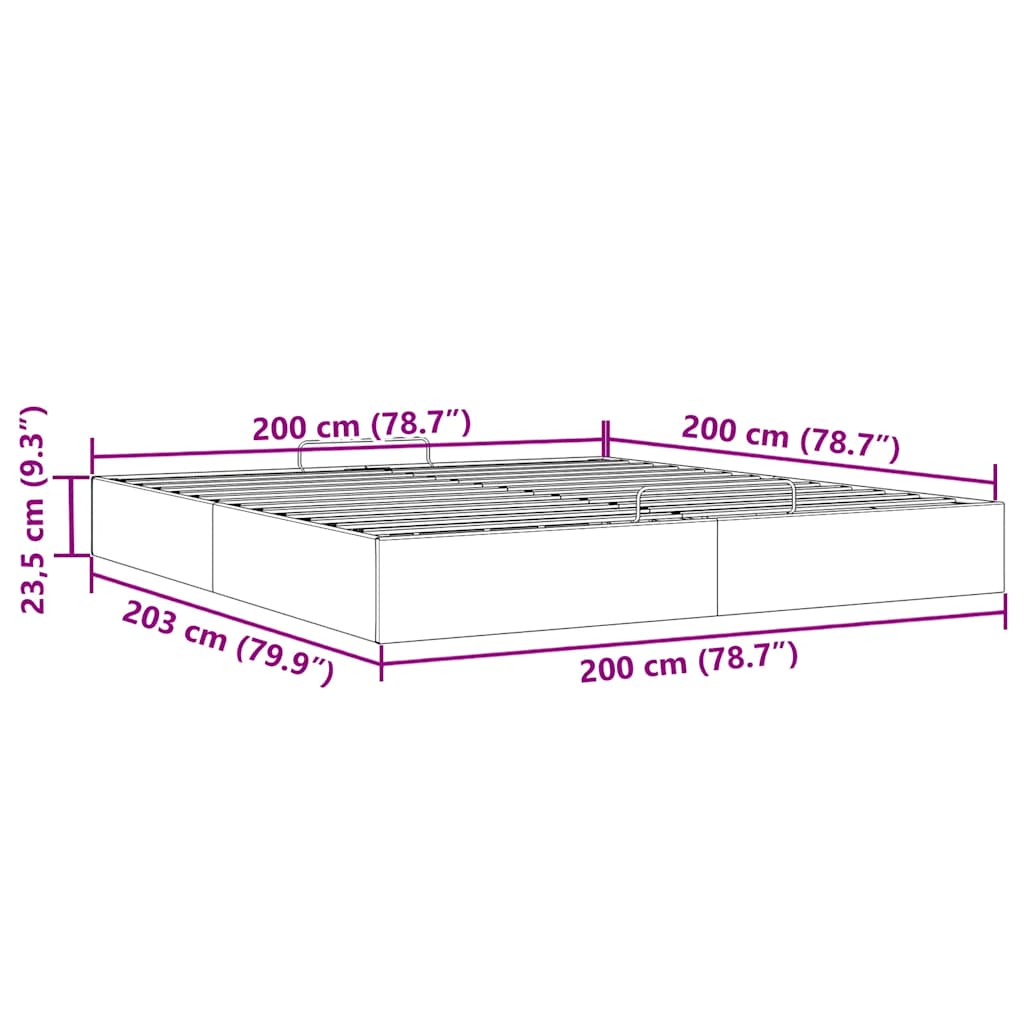 Otomanski okvir kreveta bez madraca smeđesivi 200x200cm tkanine
