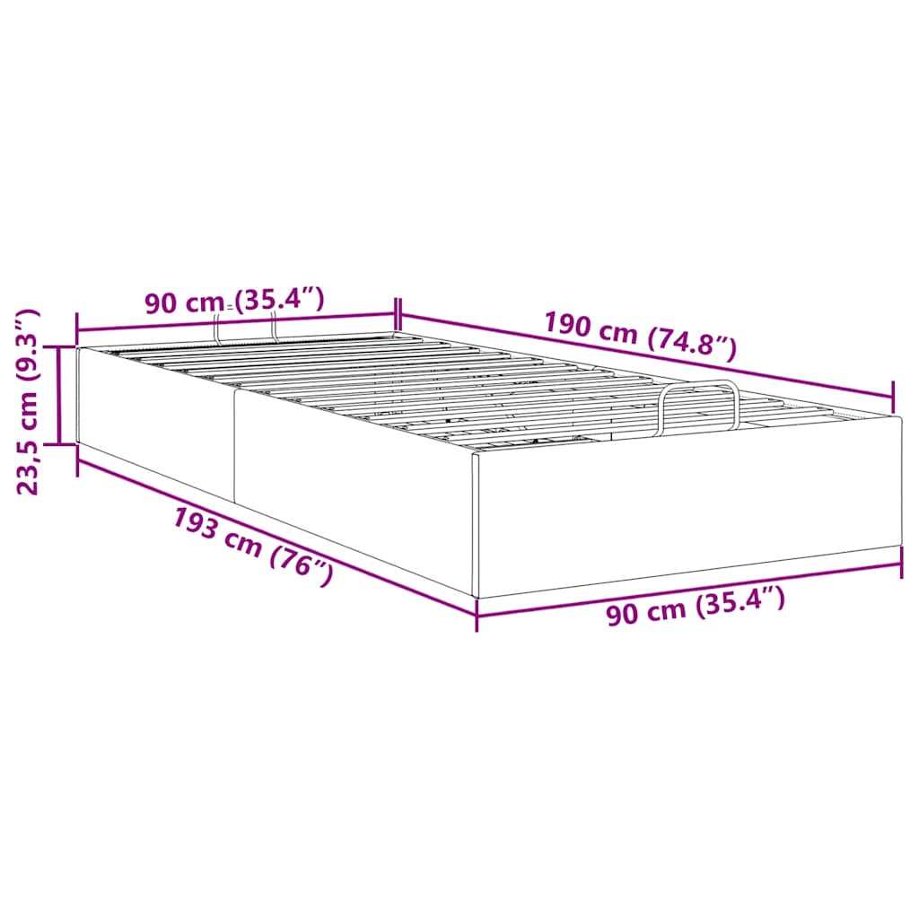 Okvir za krevet bez madraca svjetlosivi 90x190 cm baršunasti