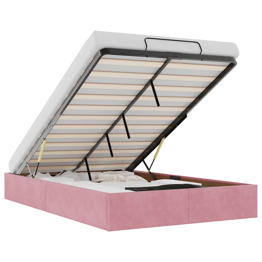 Okvir za krevet bez madraca ružičasti 120 x 190 cm baršunasti