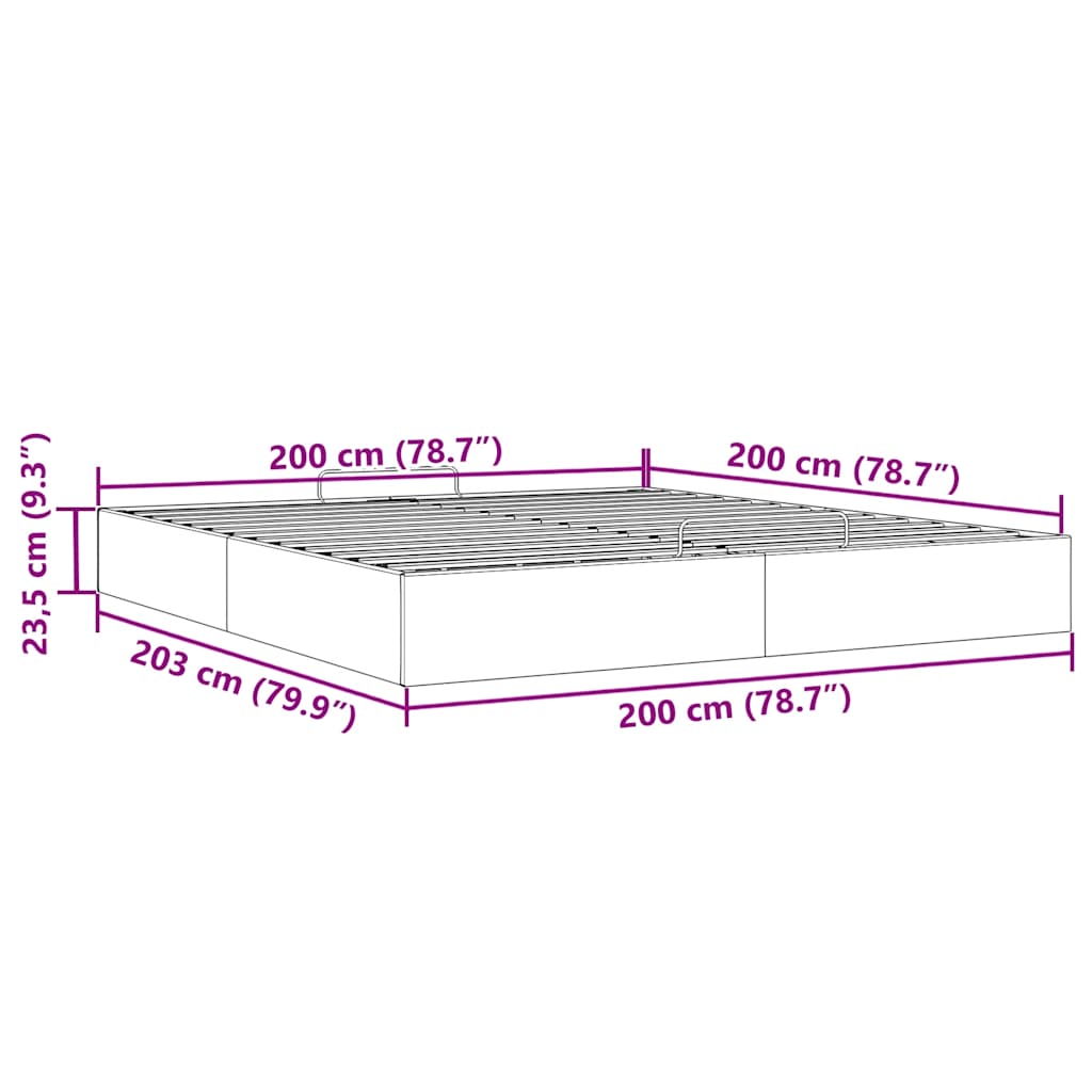 Otomanski okvir kreveta bez madracima crni 200x200cm baršunasti