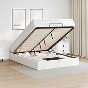Otomanski okvir kreveta s madraca bijela 140x200cm umjetna koža