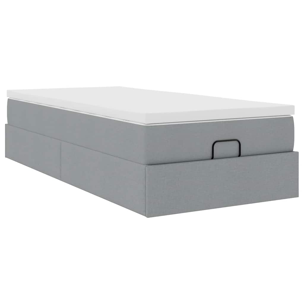 Otomanski okvir kreveta s madraca svijetlosivi 80x200cm tkanine