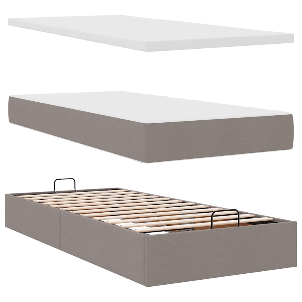 Otomanski okvir kreveta s madraca smeđesivi 80x200cm od tkanine