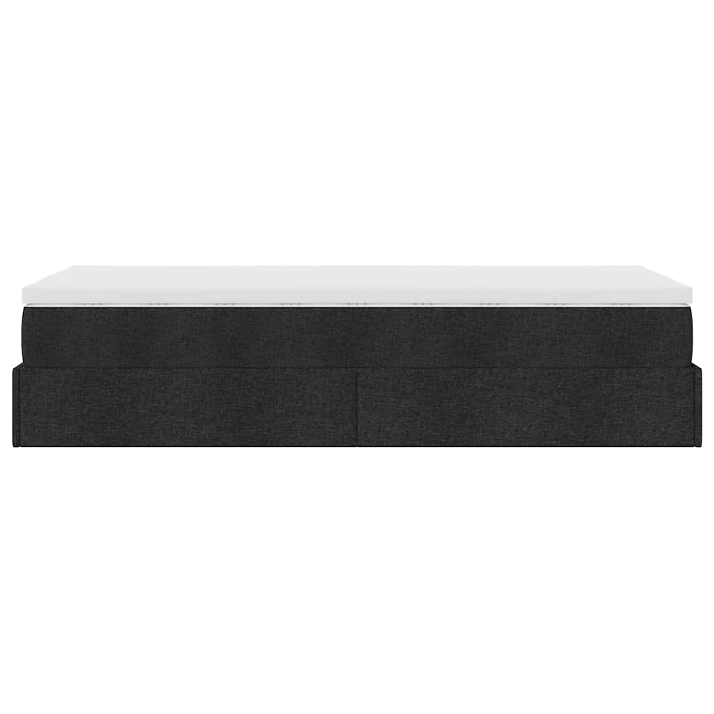 Otomanski okvir kreveta s madraca crni 100x200cm tkanine