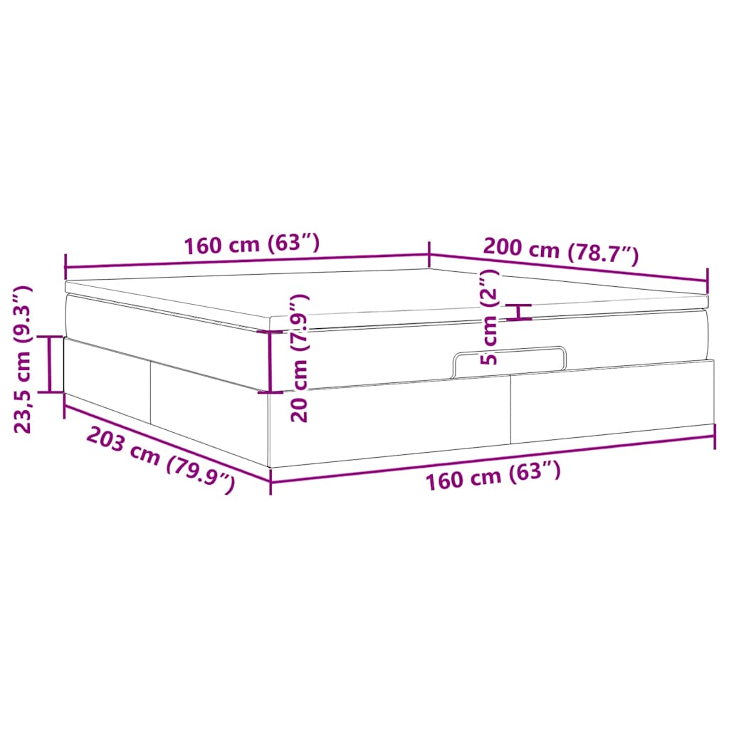 Otomanski krevet s madracem svijetlosivi 160x200 cm tkanine