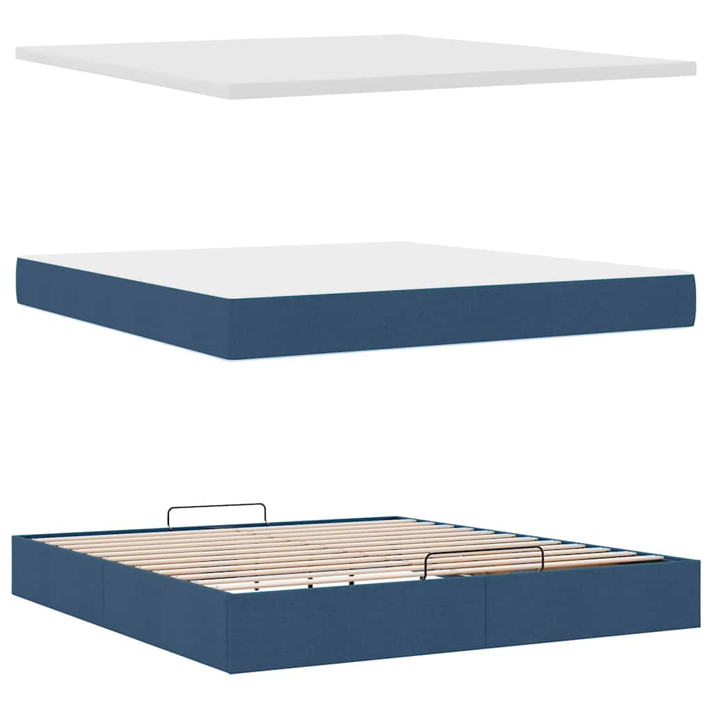 Otomanski krevet s madracem plavi 160x200cm od tkanine
