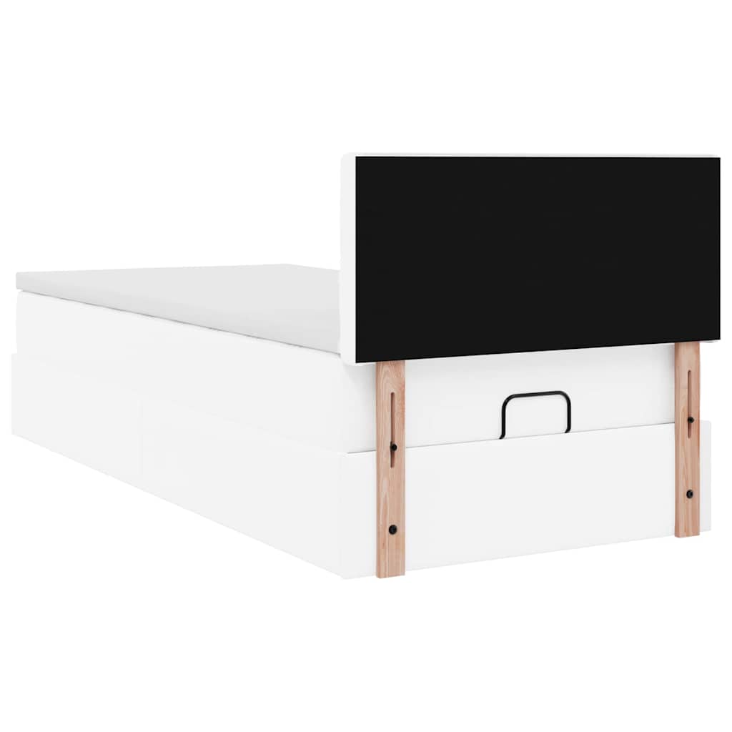 Otomanski krevet s madracem bijeli 90x200 cm umjetna koža