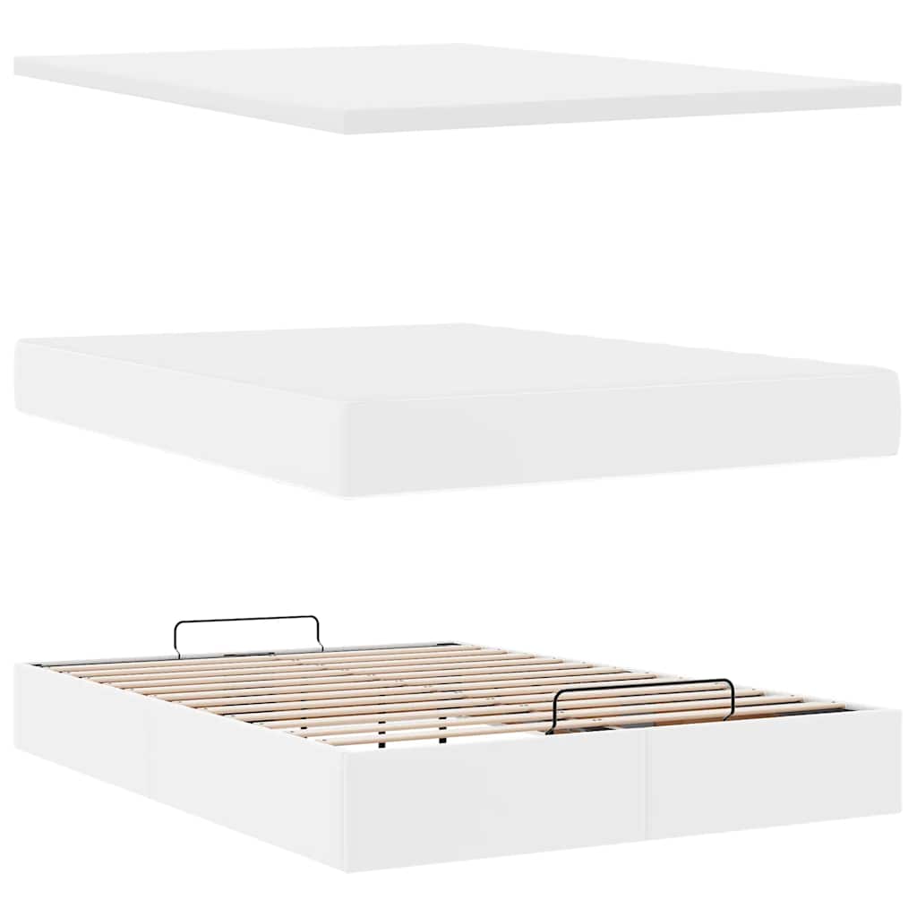 Otomanski okvir kreveta s madraca bijela 140x200cm umjetna koža