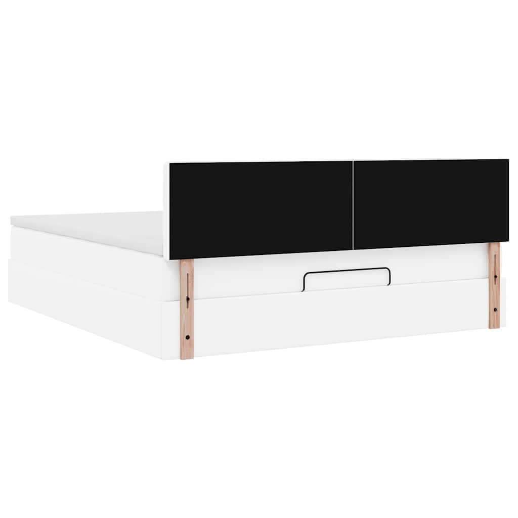 Otomanski okvir kreveta s madraca bijela 180x200cm umjetna koža