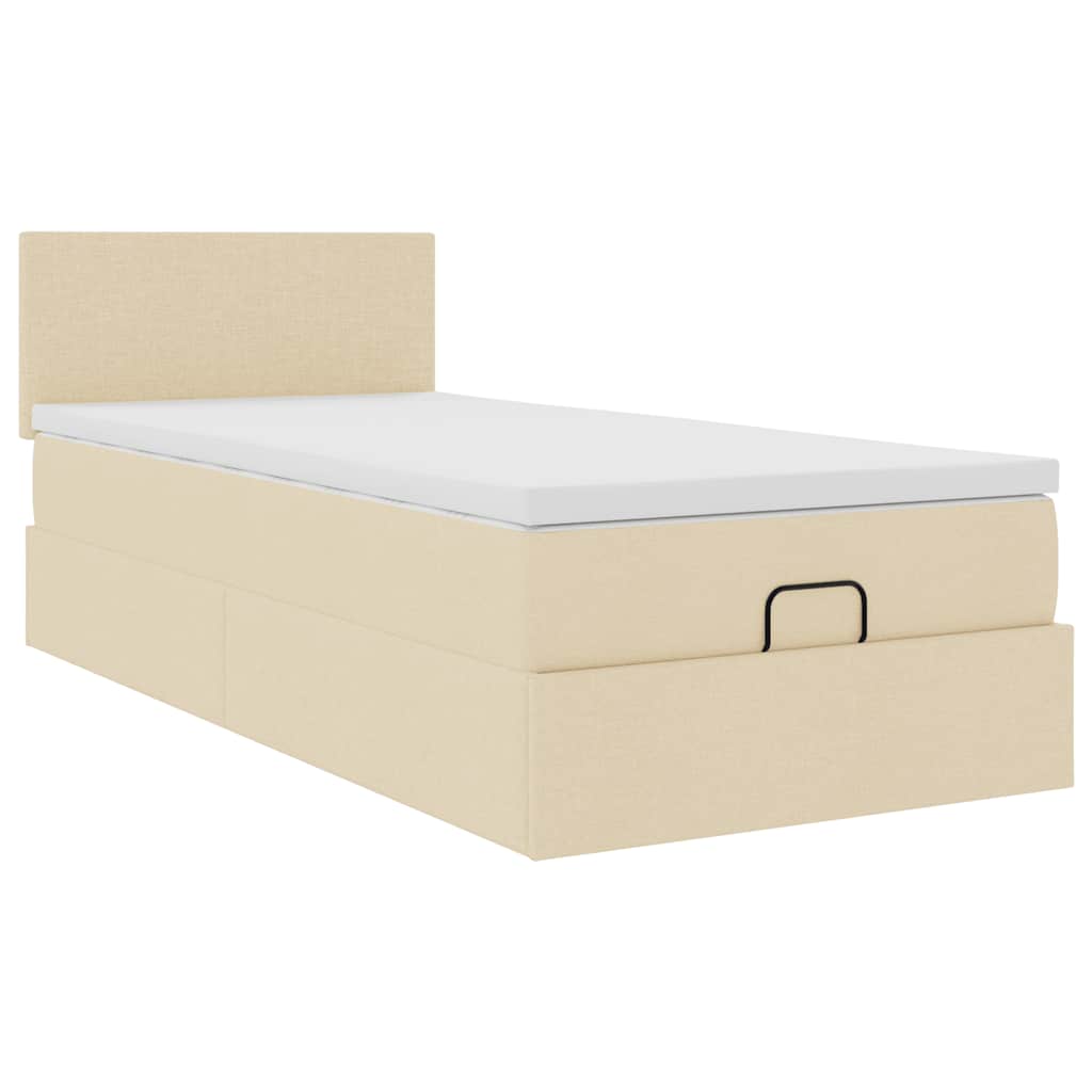 Otomanski okvir kreveta s madraca krem 90x190cm od tkanine