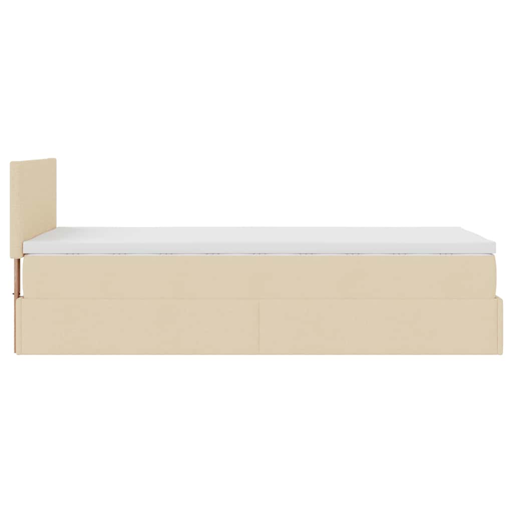 Otomanski krevet s madracem krem 90x200 cm tkanine