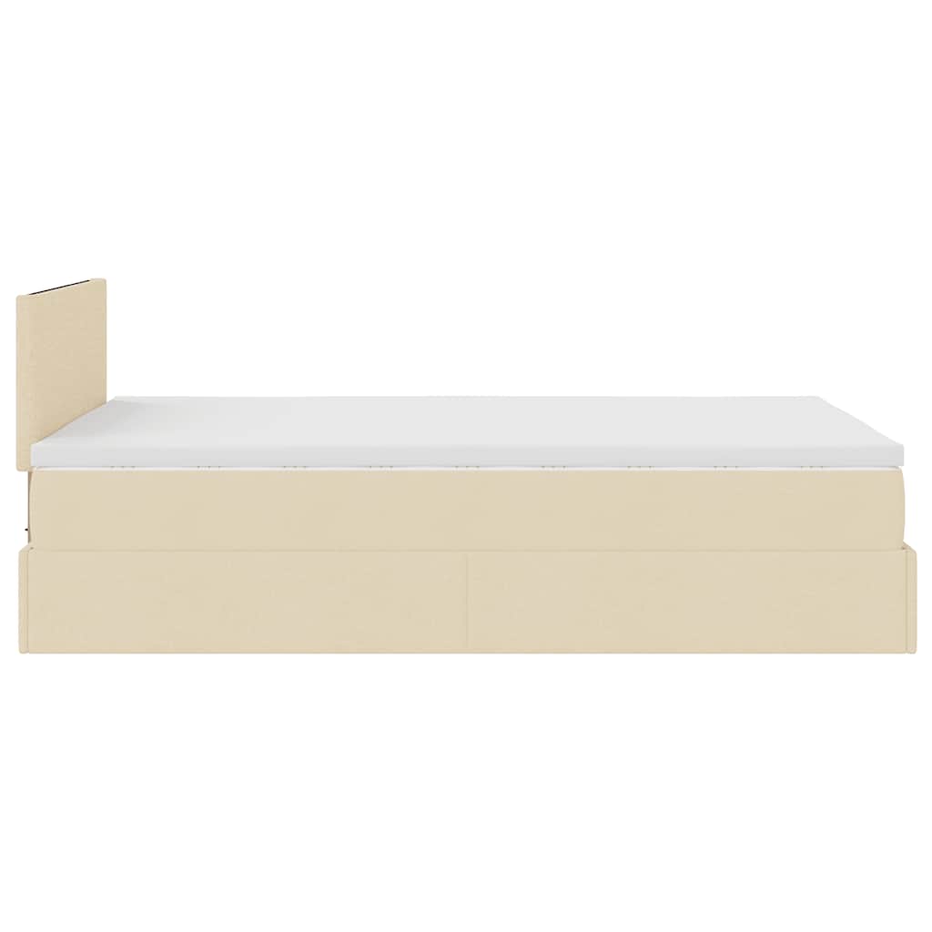Otomanski okvir kreveta s madraca krem 120x190 cm od tkanine