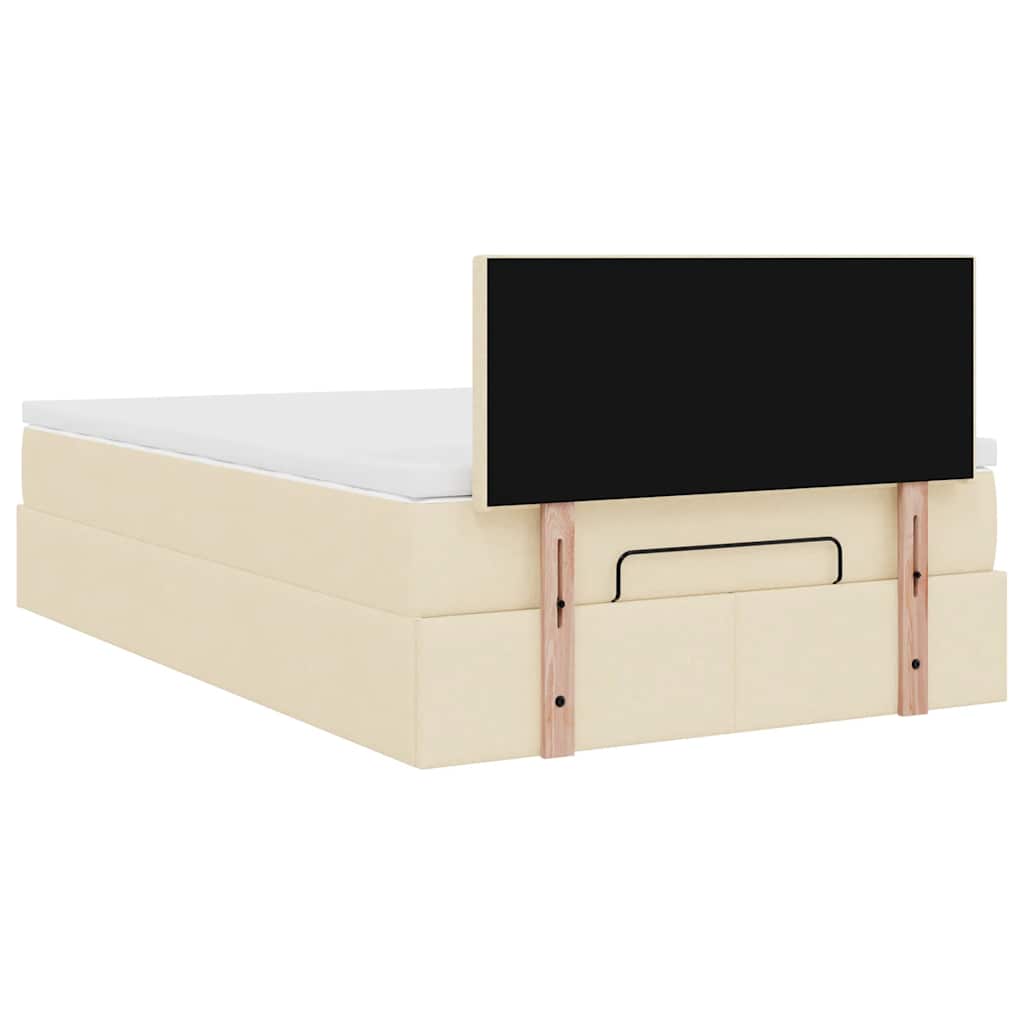 Otomanski okvir kreveta s madraca krem 120x190 cm od tkanine