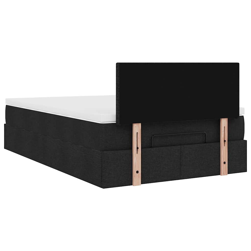 Otomanski krevet s madracem crni 120x200 cm tkanine
