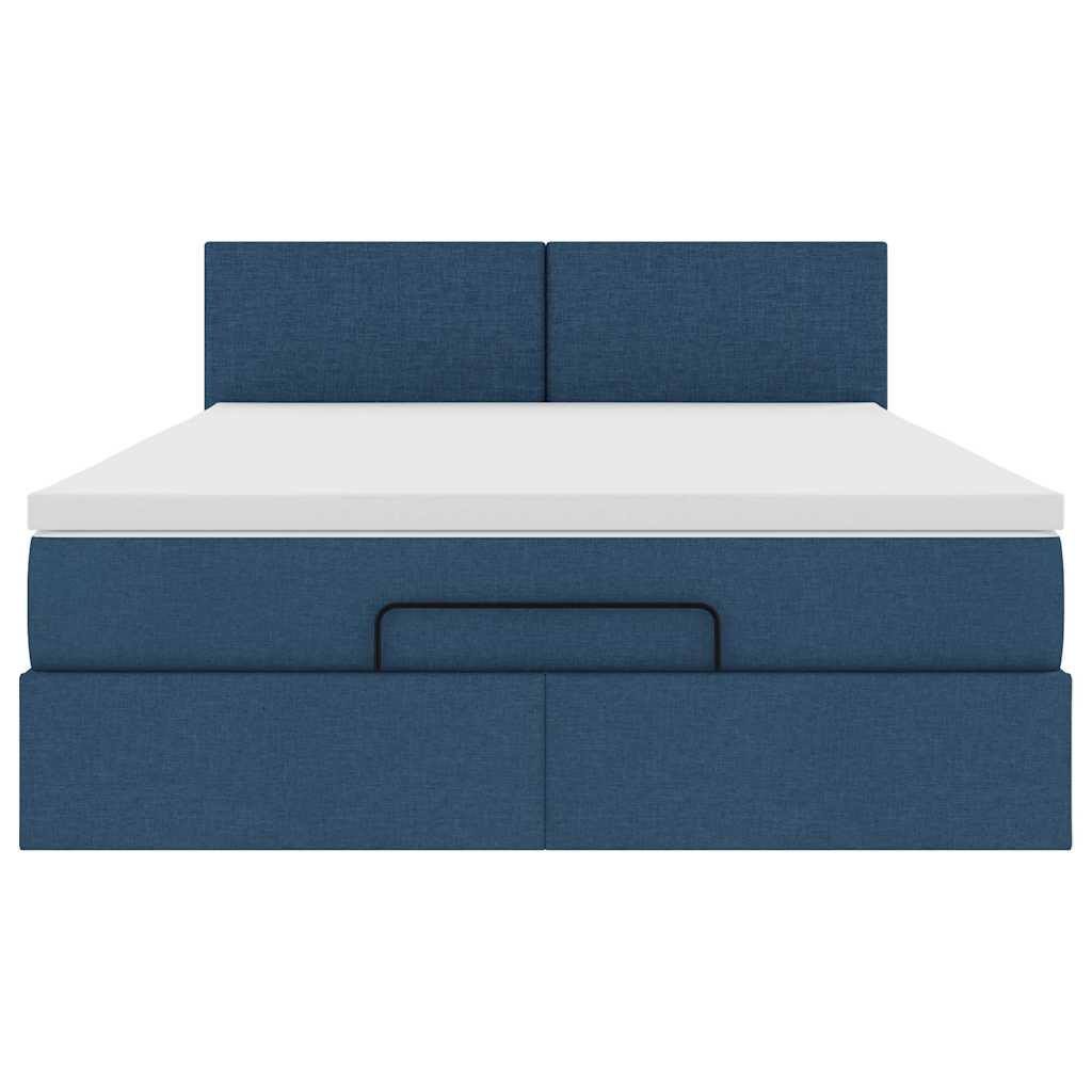 Otomanski krevet s madracem plavi 140x190cm od tkanine