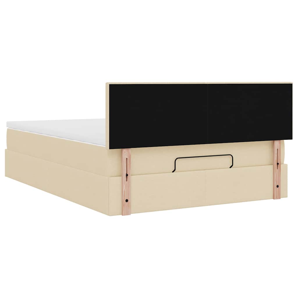 Otomanski krevet s madracem krem 140x200 cm tkanine