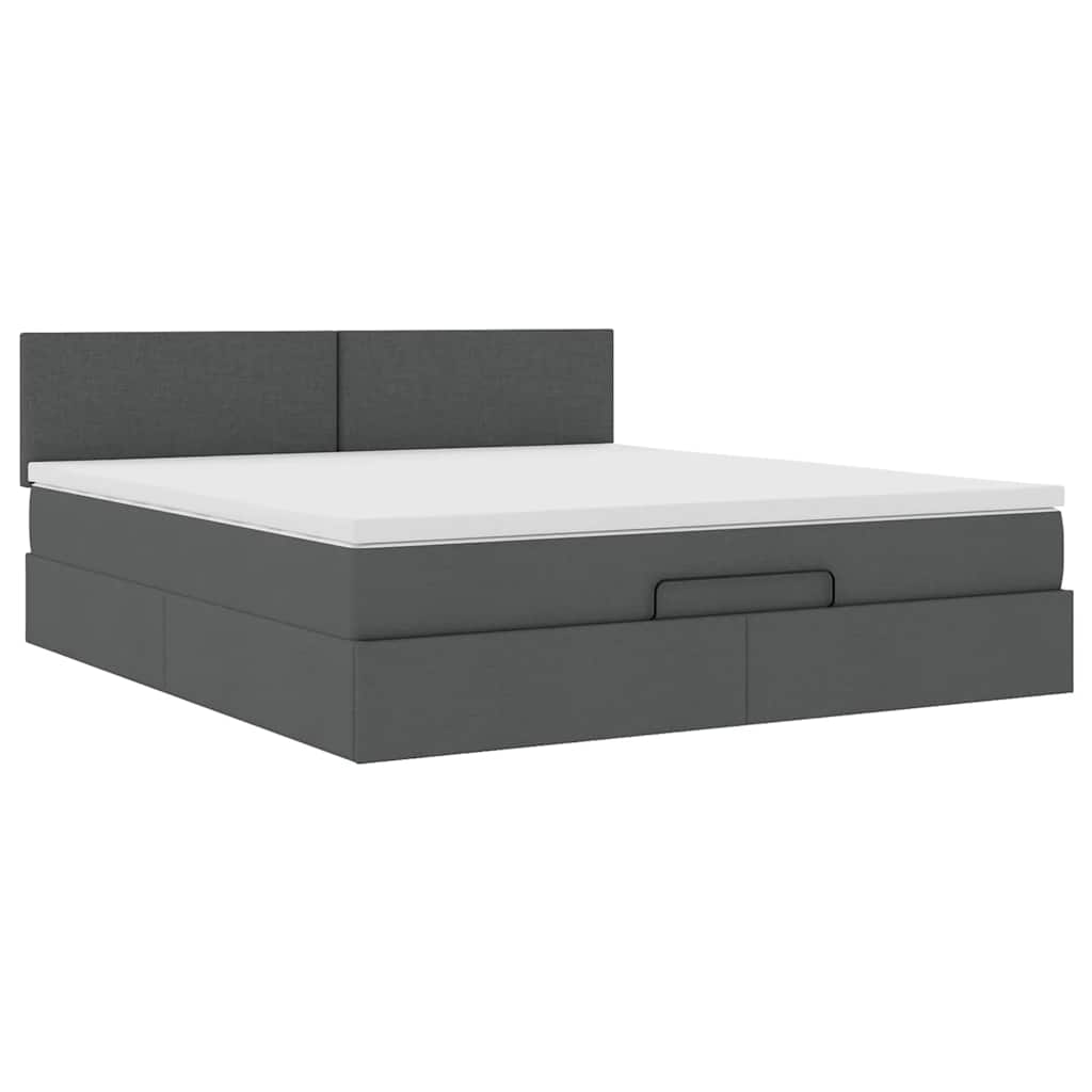 Otomanski krevet s madracem tamnosivi 160x200cm od tkanine