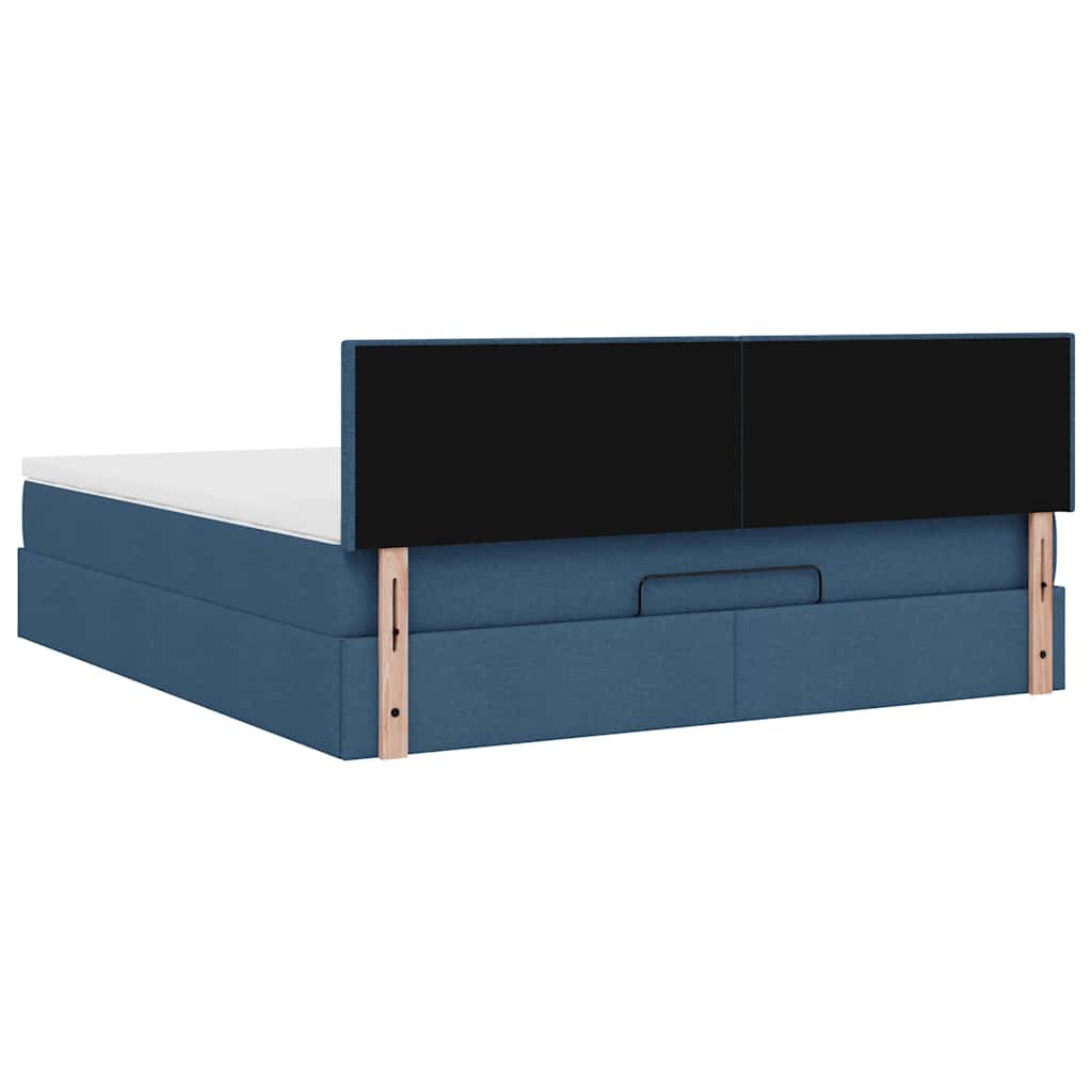 Otomanski krevet s madracem plavi 160x200cm od tkanine
