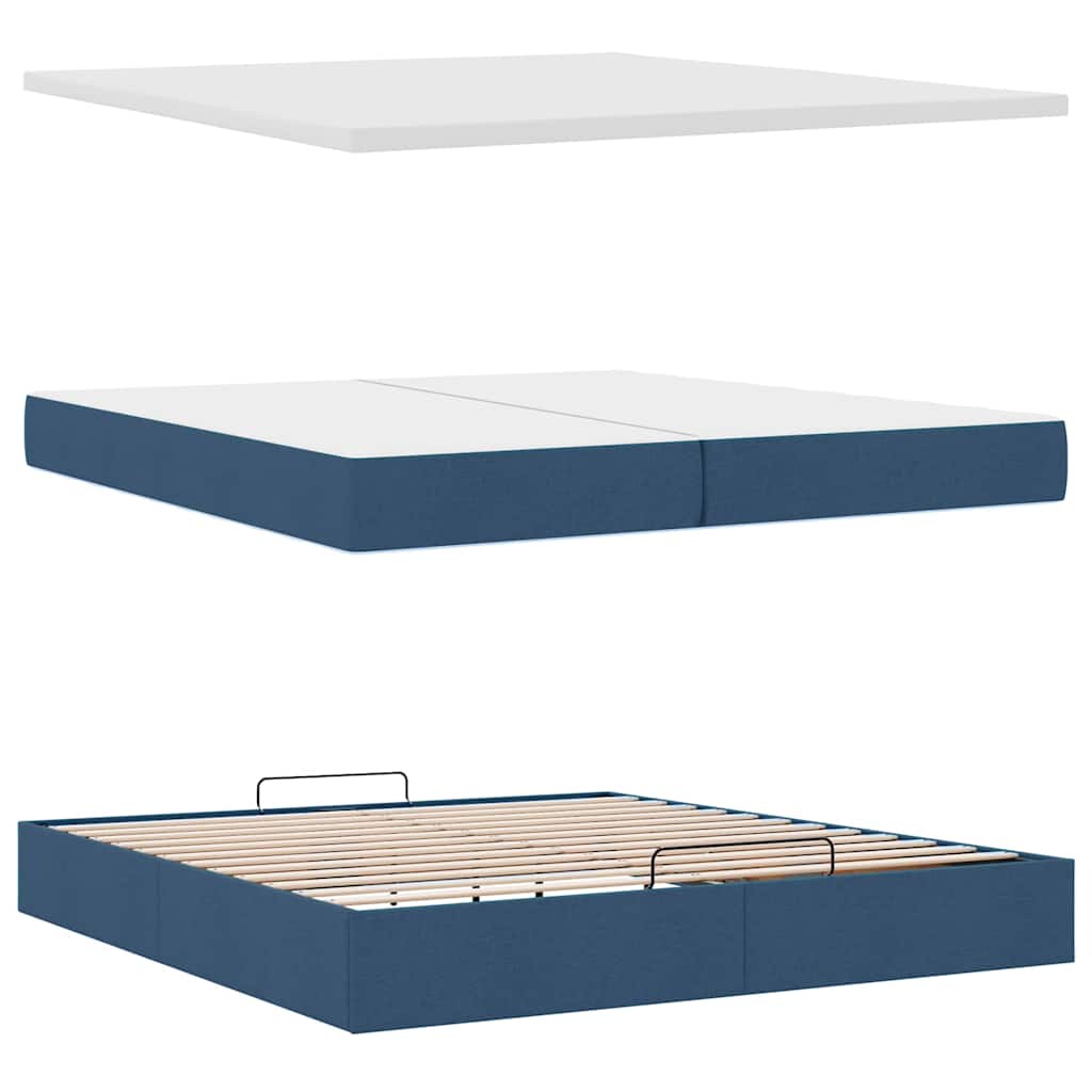 Otomanski krevet s madracem plavi 200x200 cm od tkanine