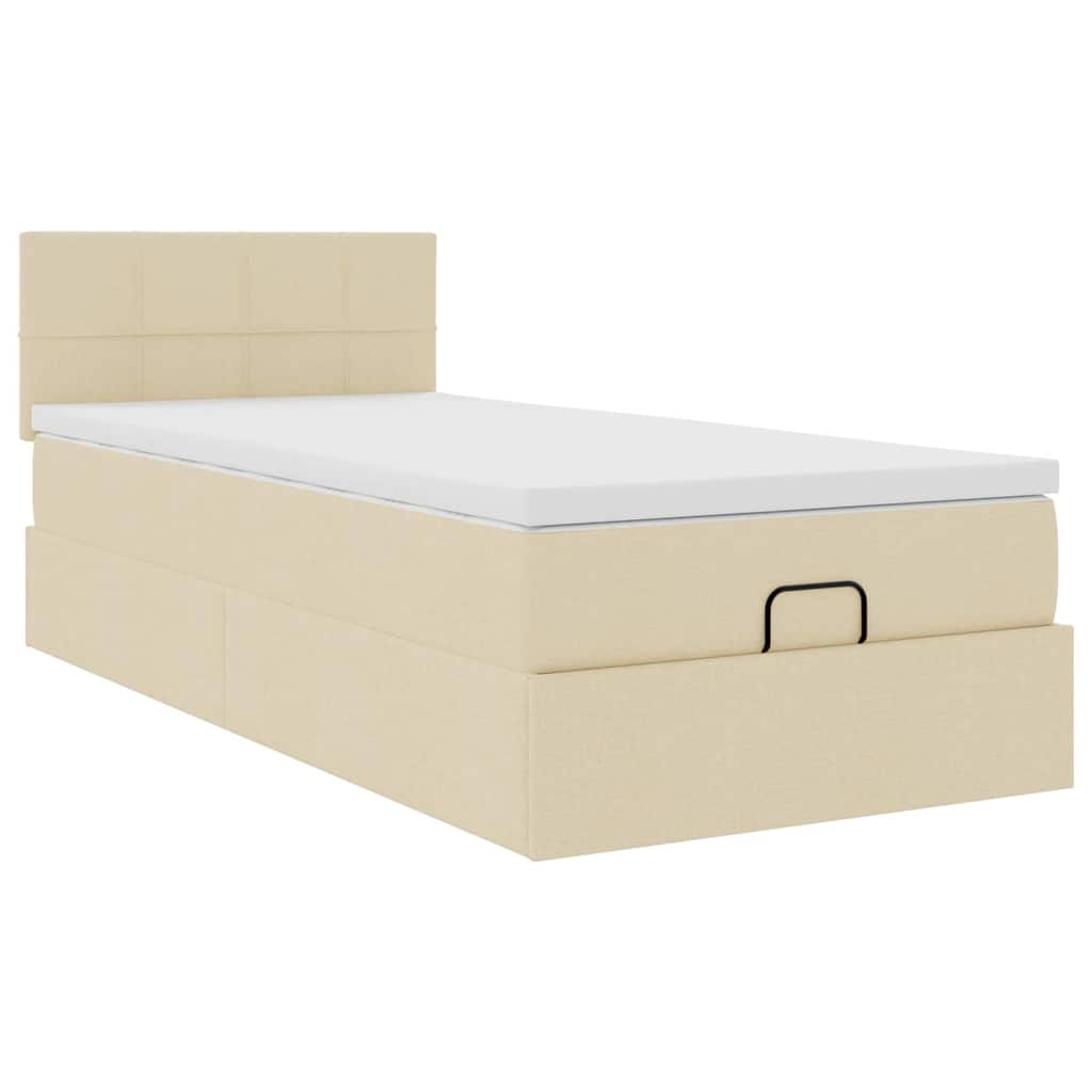 Otomanski okvir kreveta s madraca krem 90x190cm od tkanine