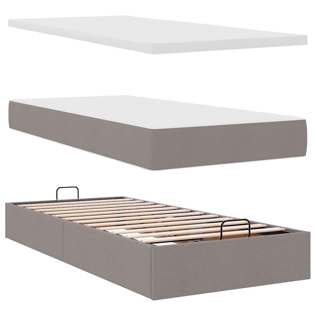 Otomanski krevet s madracem smeđesivi 100x200 cm tkanine
