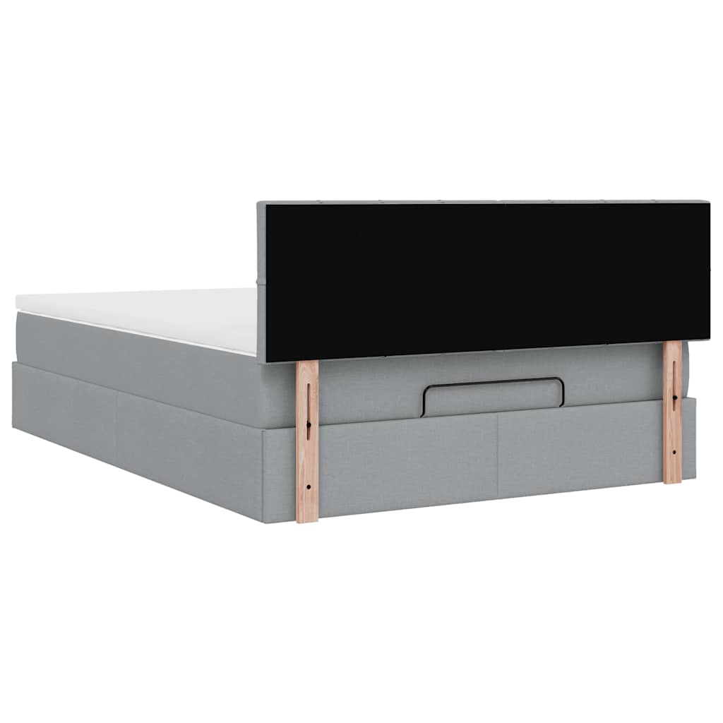 Otomanski krevet s madracem svijetlosivi 140x190 cm od tkanine
