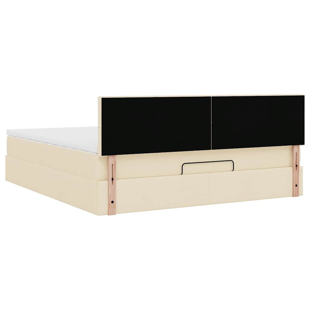 Otomanski krevet s madracem krem 160x200 cm od tkanine