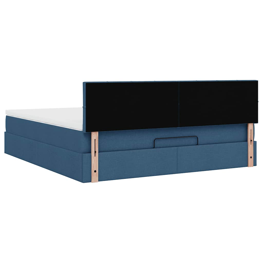 Otomanski krevet s madracem plavi 180x200cm od tkanine