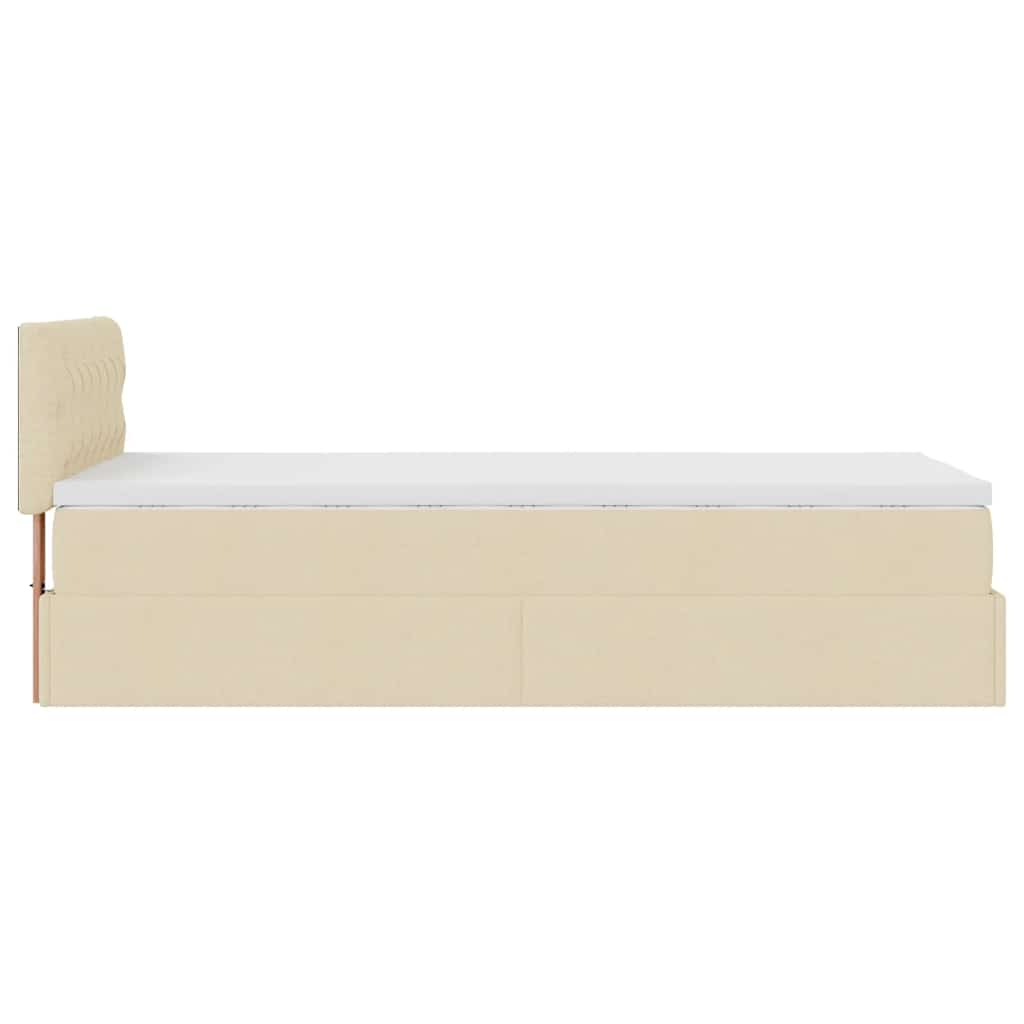 Otomanski okvir kreveta s madraca krem 90x190cm od tkanine