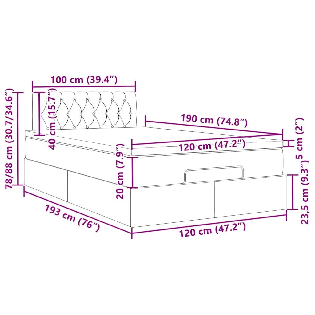 Okvir za krevet s madraca tamnosmeđi 120x190 cm od tkanine