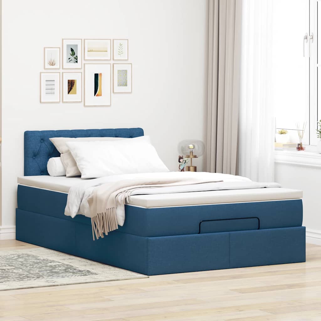 Otomanski krevet s madracem plavi 120x200 cm tkanine