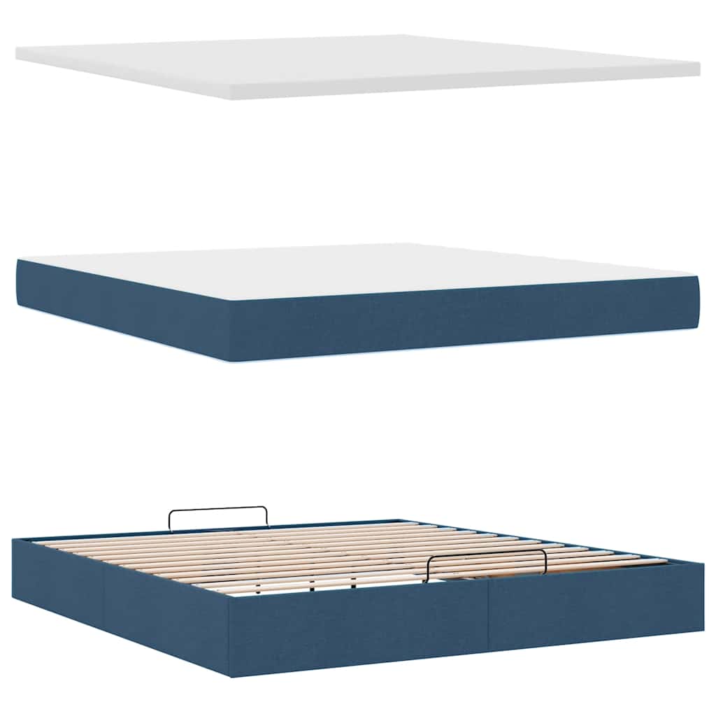 Otomanski krevet s madracem plavi 160x200cm od tkanine