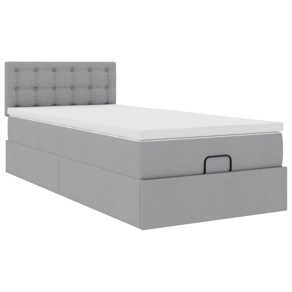 Otomanski krevet s madracem svijetlosivi 90x200 cm tkanine
