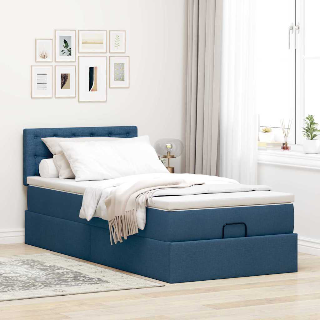 Otomanski krevet s madracem plavi 100x200 cm tkanine