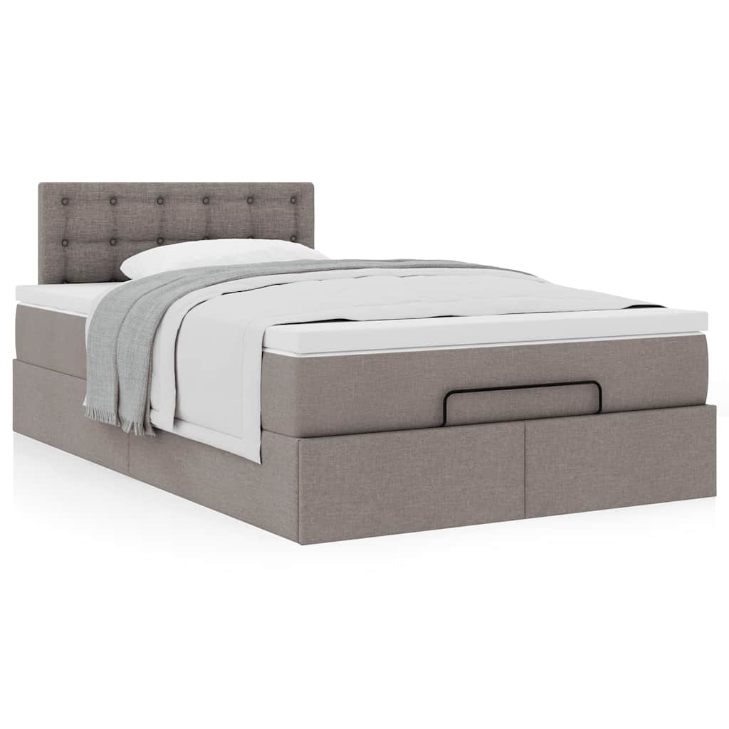 Otomanski okvir kreveta s madraca smeđesivi 120x190 cm tkanine