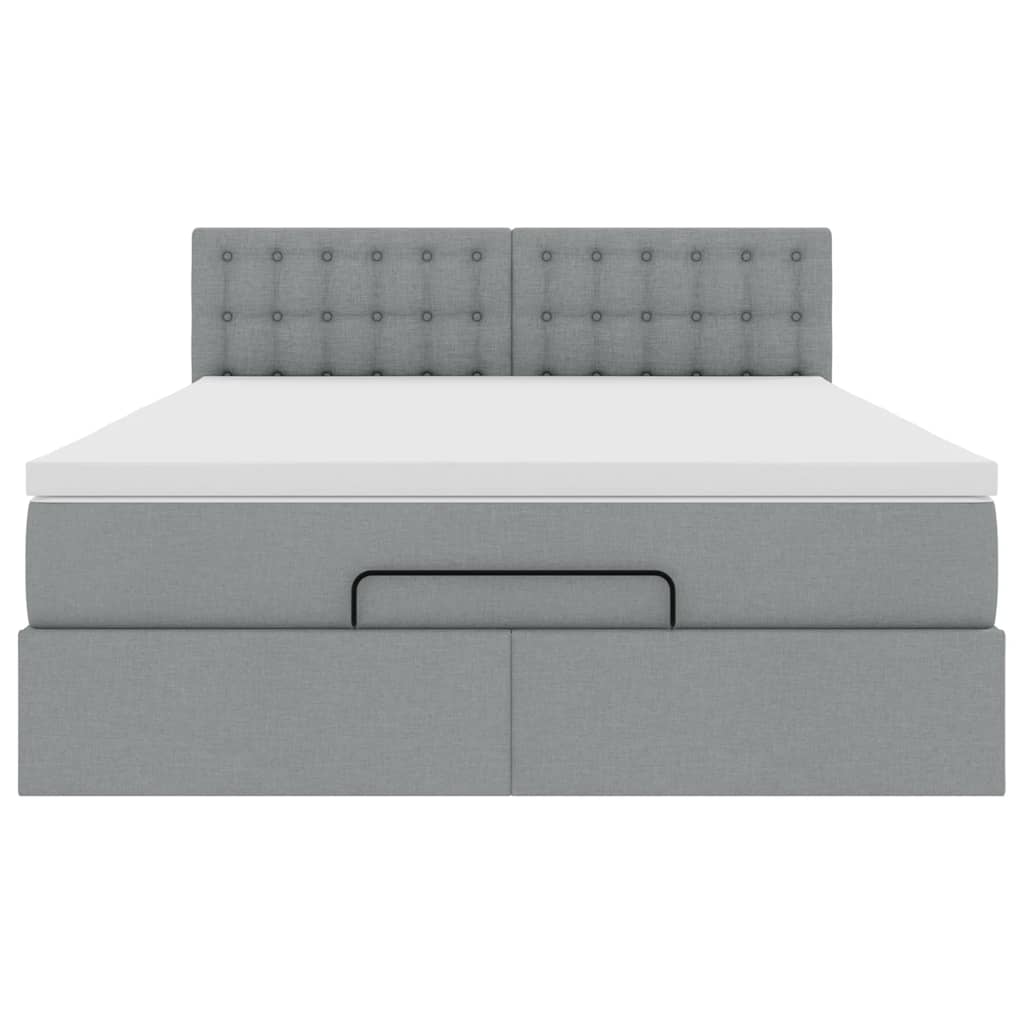 Otomanski krevet s madracem svijetlosivi 140x190 cm od tkanine