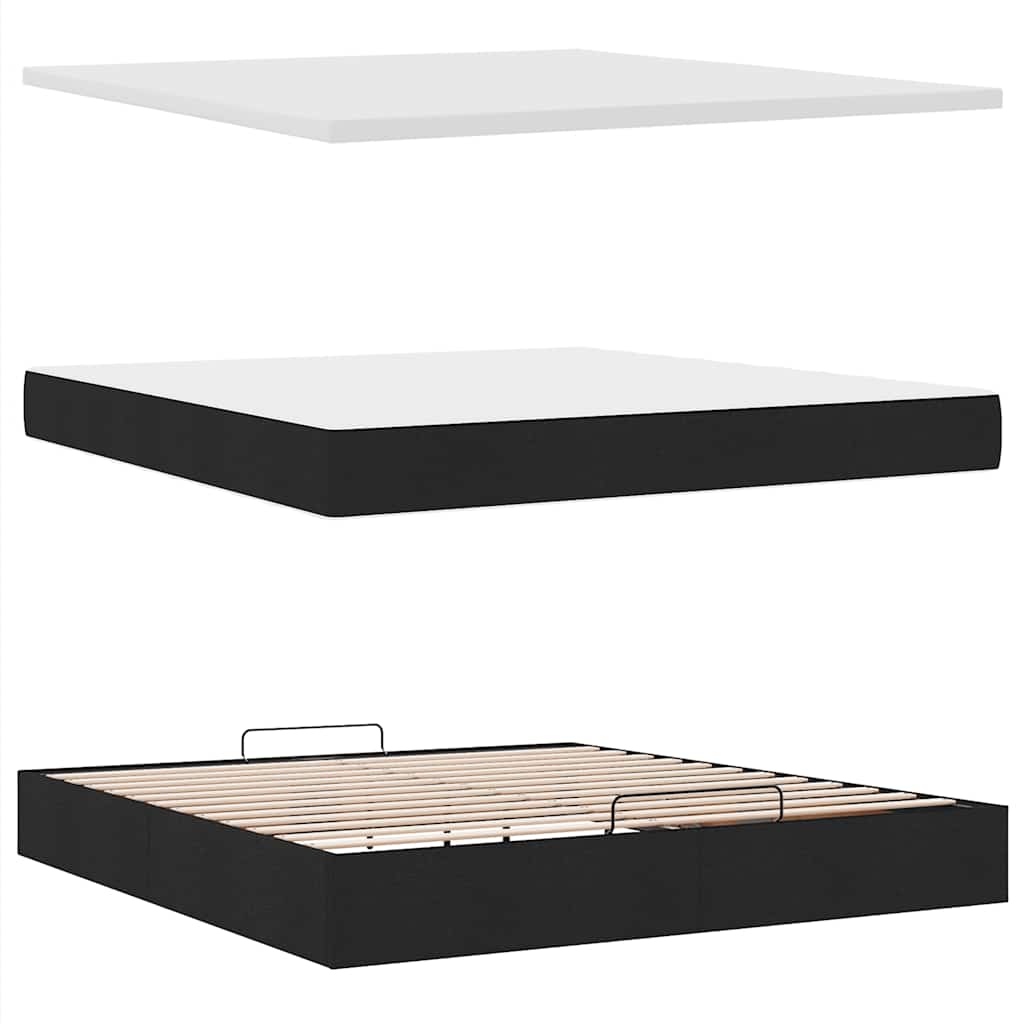 Otomanski krevet s madracem crni 160x200cm od tkanine