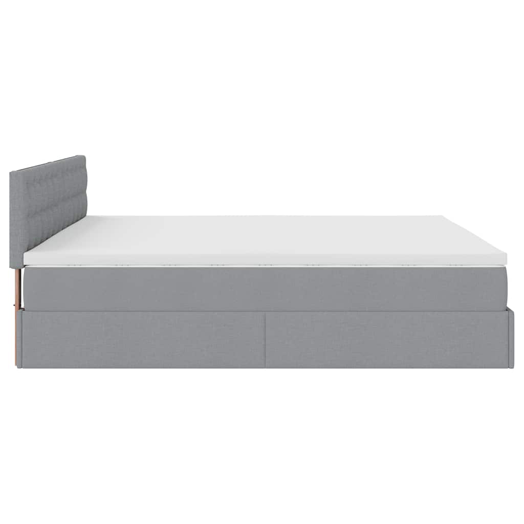 Otomanski krevet s madracem svijetlosivi 180x200cm od tkanine