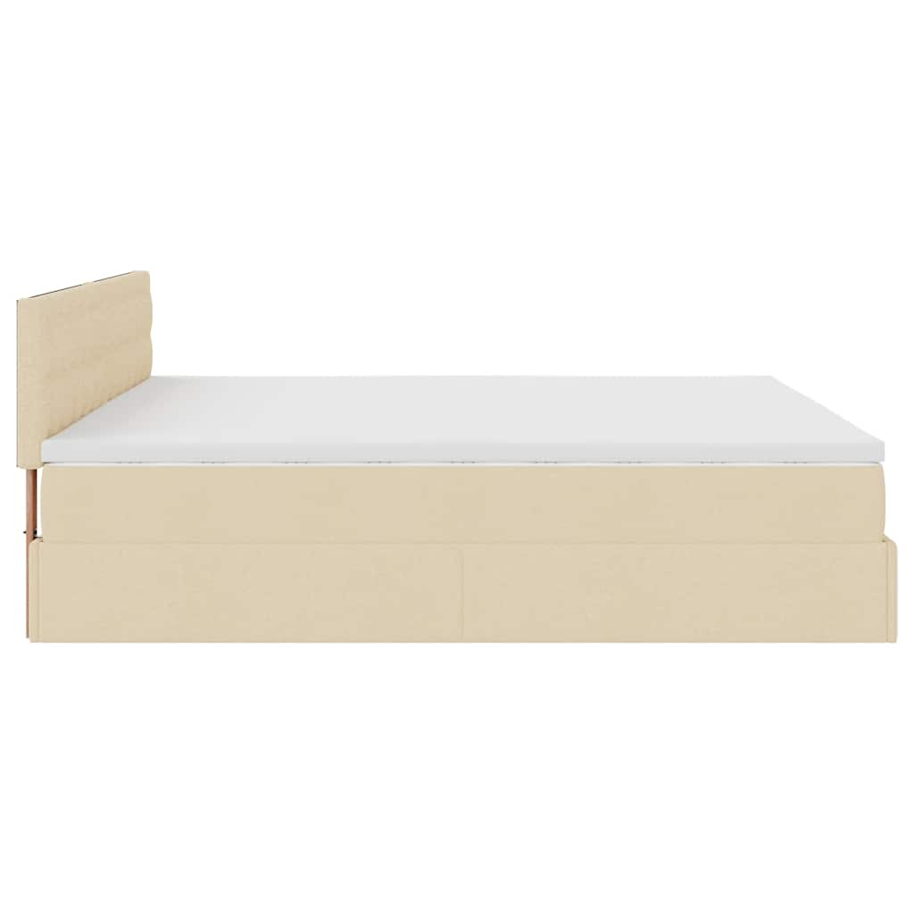 Otomanski krevet s madracem krem 200x200 cm tkanine