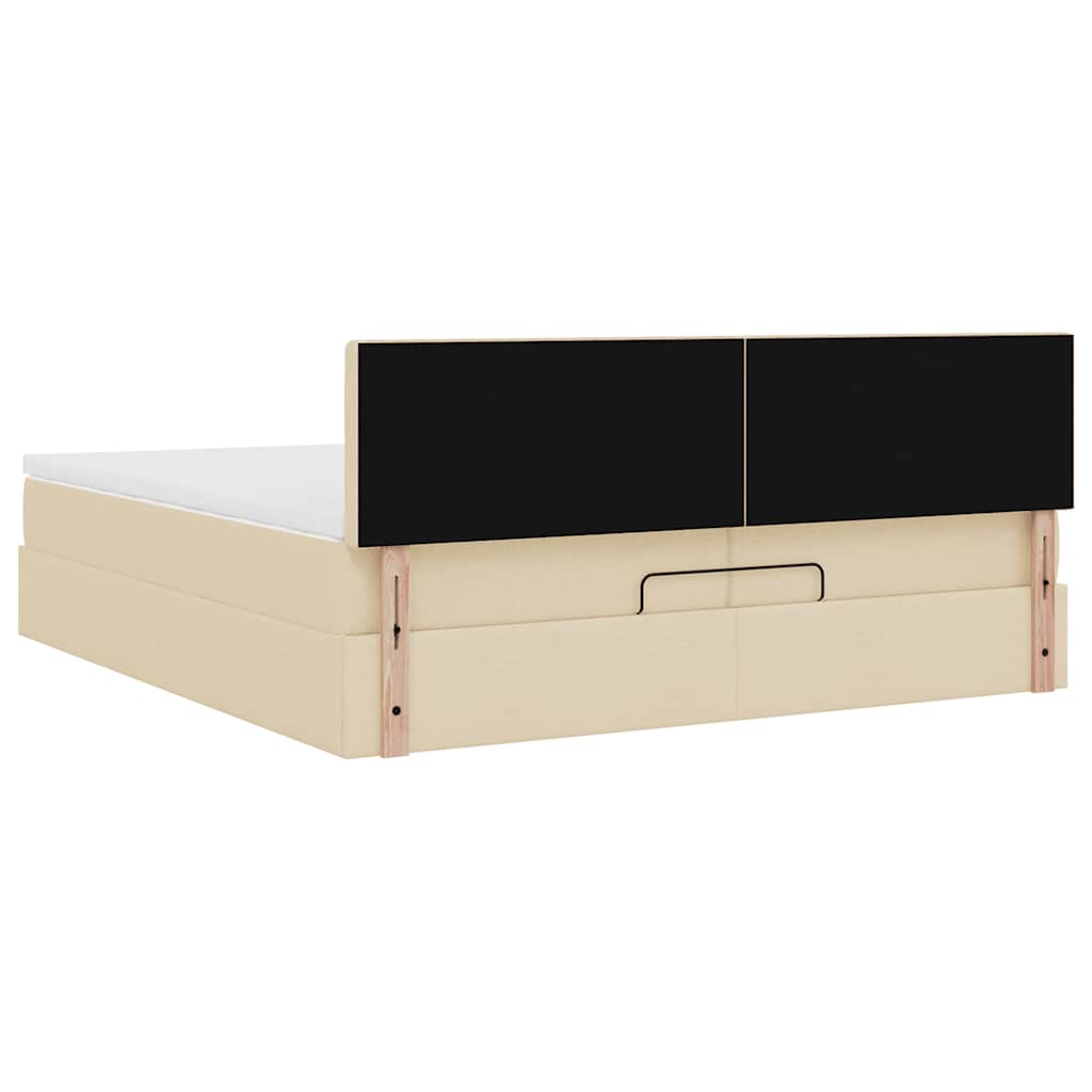 Otomanski krevet s madracem krem 200x200 cm tkanine