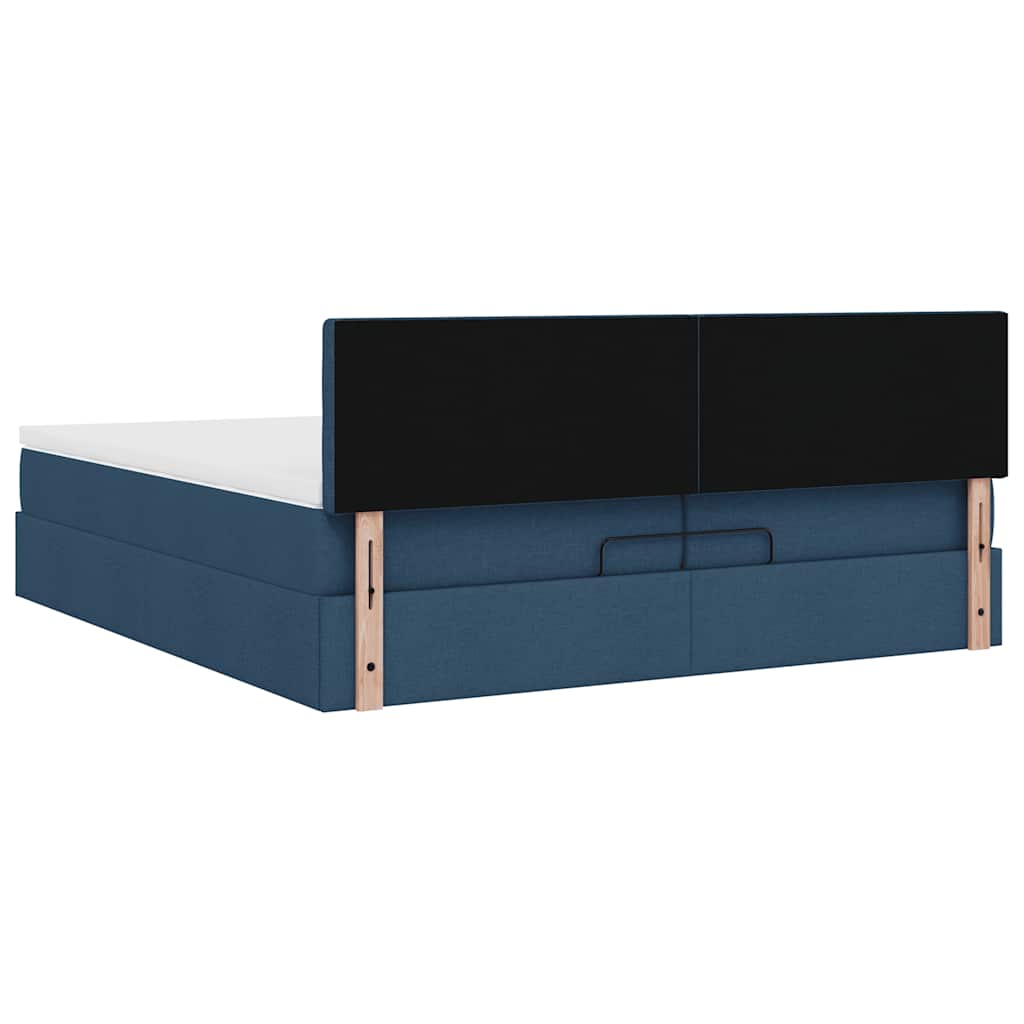 Otomanski krevet s madracem plavi 200x200 cm tkanine