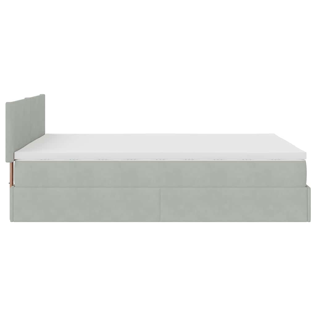 Otomanski krevet s madracem svijetlosivi 140x200 cm baršunasti