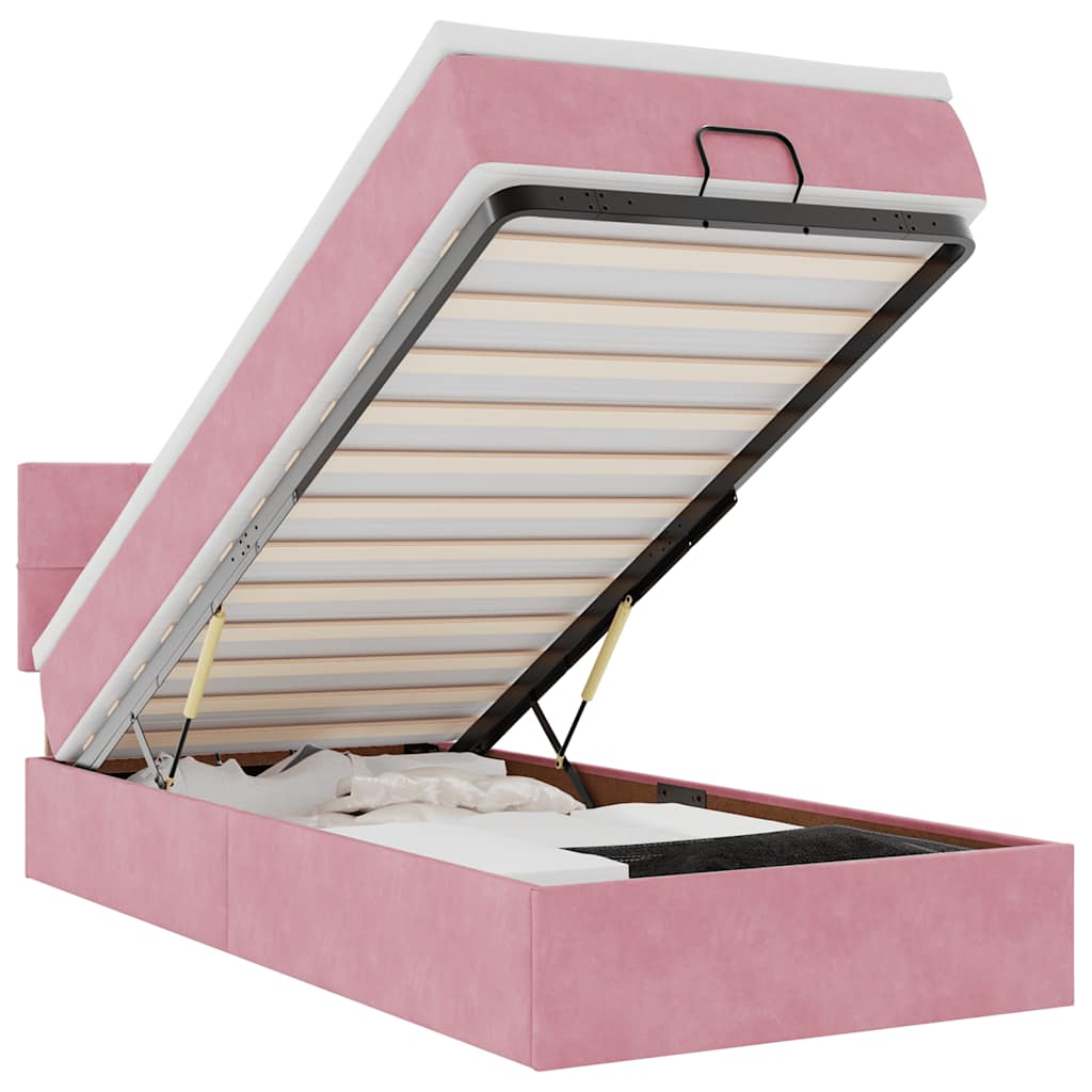 Otomanski okvir kreveta s madraca ružičasti 80x200cm baršunasti