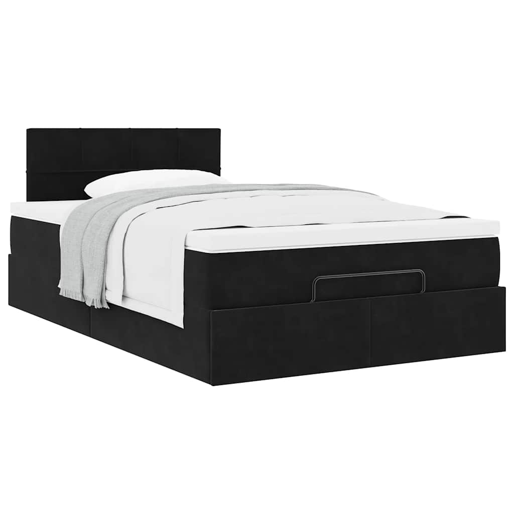 Otomanski krevet s madraca crni 120x190 cm baršunasti
