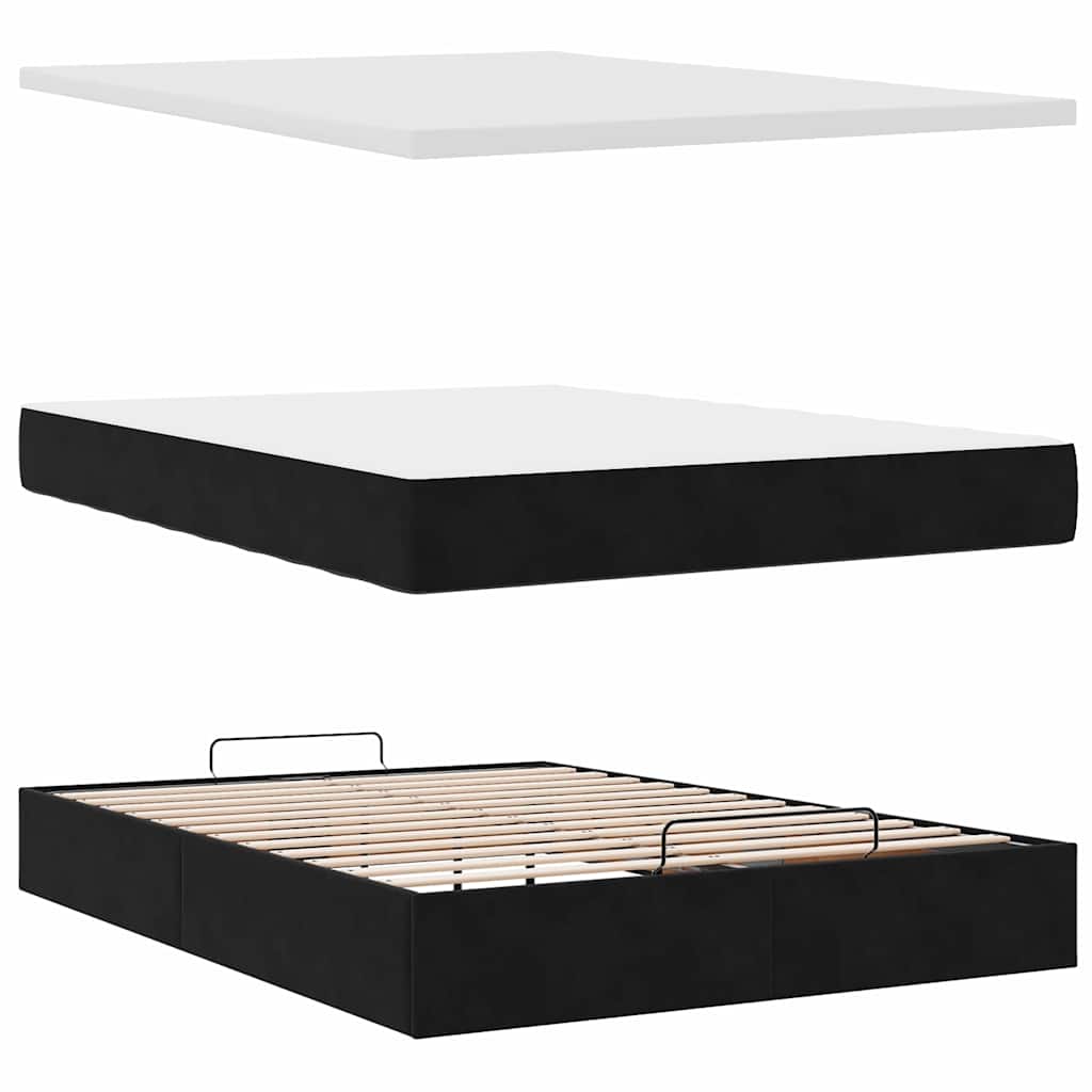 Otomanski krevet s madracem crni 140x190cm baršunasti