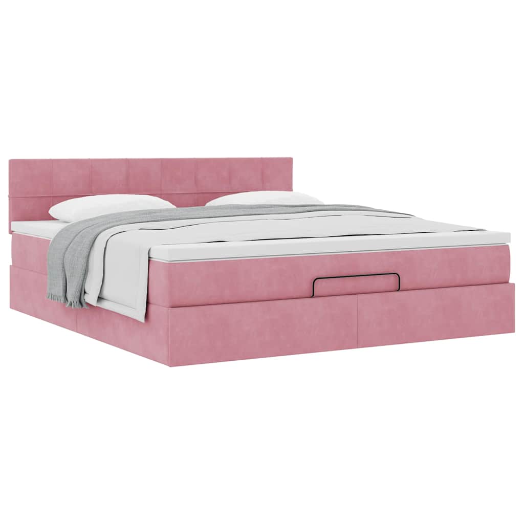 Otomanski krevet s madracem ružičasti 160x200 cm baršun