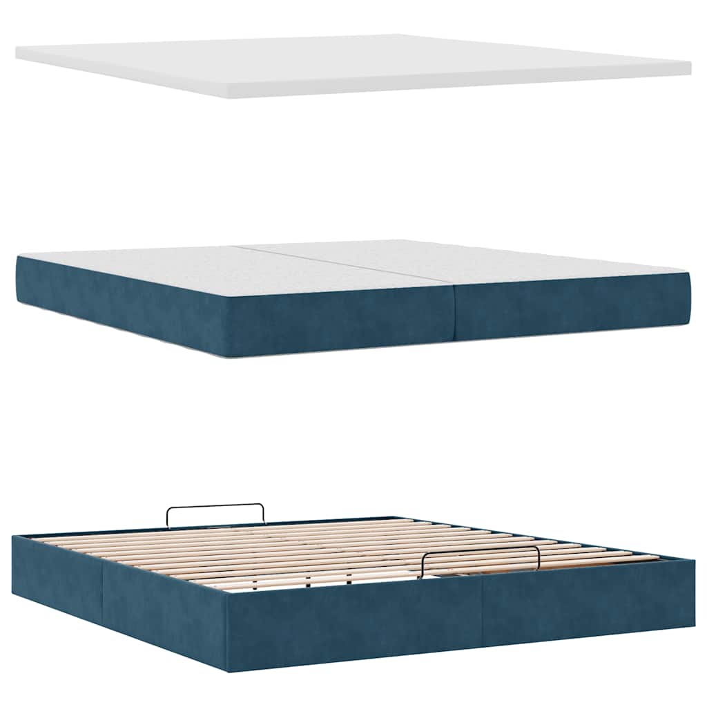 Ottoman krevet s madracem tamnoplavi 200x200 cm baršun