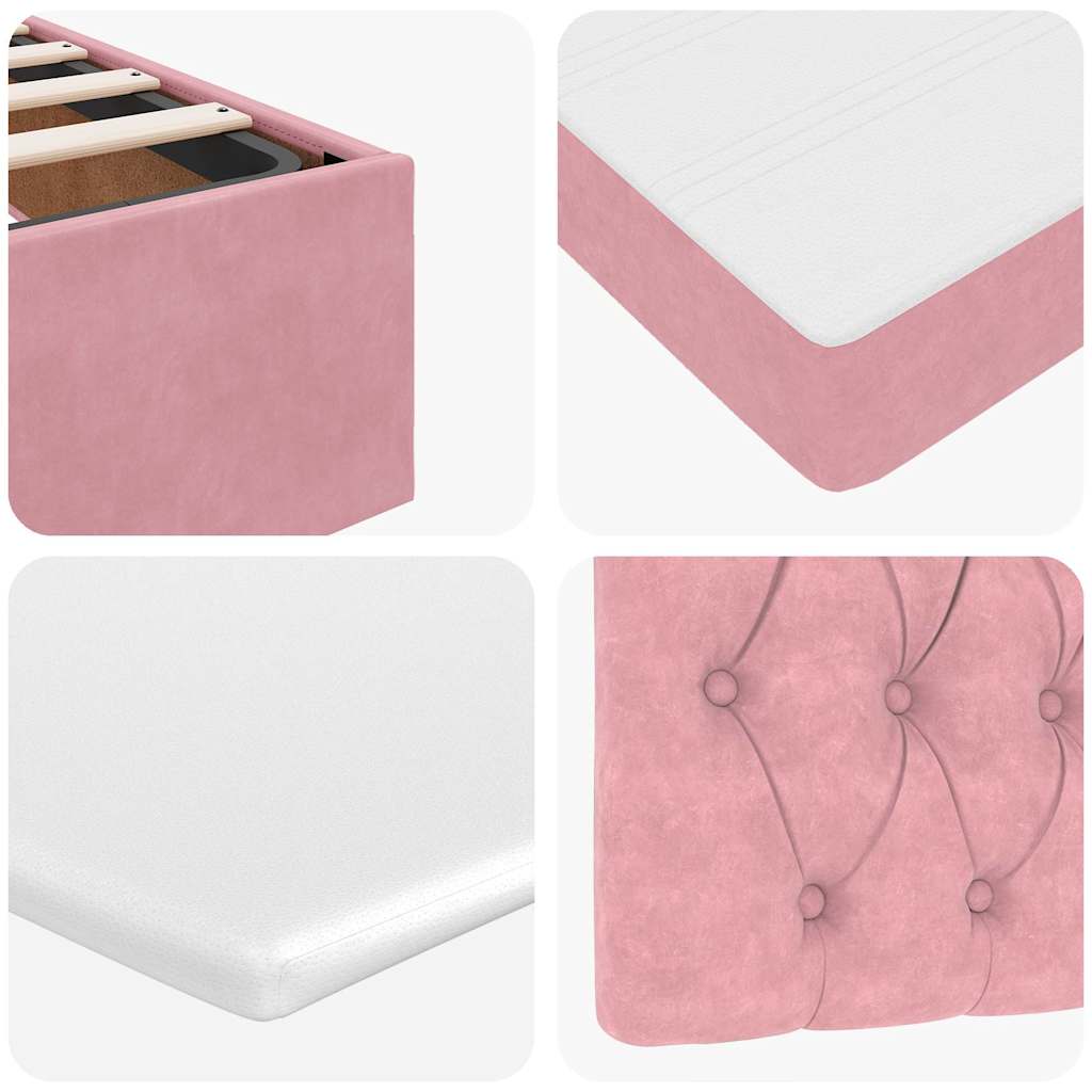 Okvir kreveta s madraca ružičasti 100x200cm baršunasti